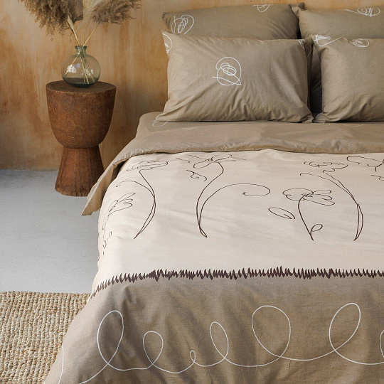 Постельное белье евро, простыня 220х240 см, 2 наволочки 70х70 см, пододеяльник 200х220 см, Волшебная ночь, ранфорс, Фиалка монмарта