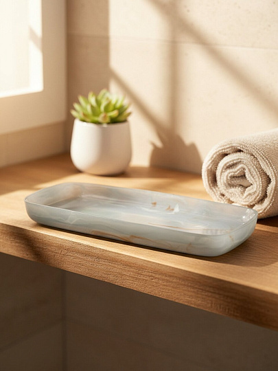 Поднос для ванных принадлежностей Гранит сер, полистоун, 26.3x12.8x2.3 см, BRE0974AA-TR