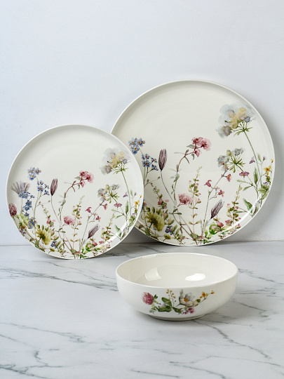 Сервиз столовый фарфор, 12 предметов, на 4 персоны, Lefard, Цветы, 577-225, Wildflowers