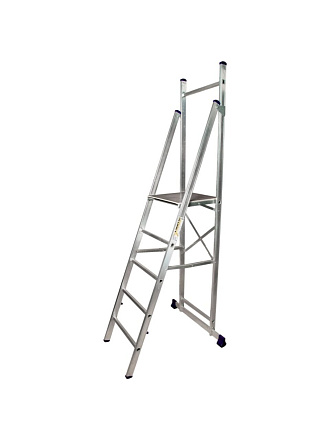 Стремянка с помостом 1 секция, 5 ступеней, алюминий, 2.46 м, 150 кг, Alumet, АРЕ1405