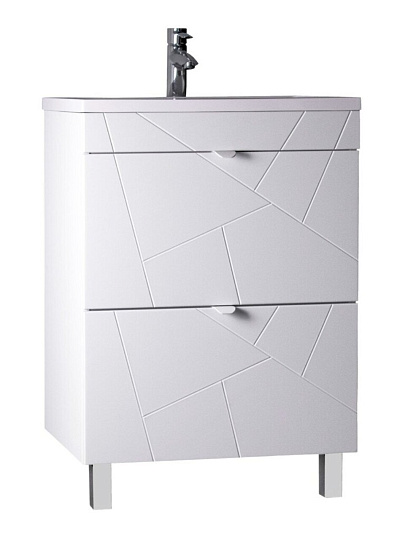 Тумба Toppus, Goffre Ice 60, 60 см, 2 ящика, под умывальник Art 60, белый soft touch, 9711.031