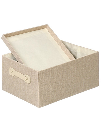Кофр для хранения, 1 секция, с крышкой, складной, 36х26х16 см, с ручкой, бежевый, A290094