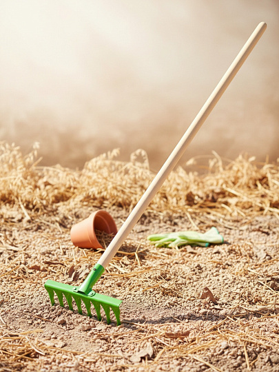 Грабли витые, 8 зуб, сталь, HouseLoft, клепанная тулейка, садовые, черенок деревянный, ГВ8КЛ02