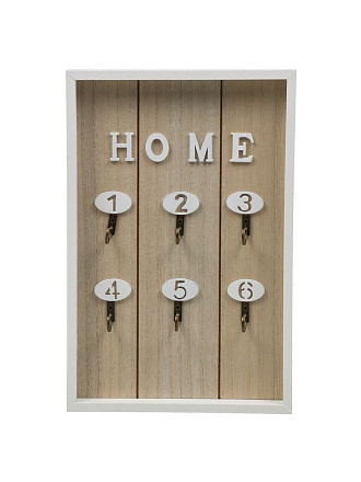 Ключница 30х20х3 см, МДФ, 6 крючков, открытого типа, в ассортименте, 510-046