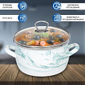 Кастрюля эмалированная сталь, 3 л, крышка стекло, сферический, Сантэкс, Шейк бело-бирюзовая, 1-2430111, индукция - фото 8