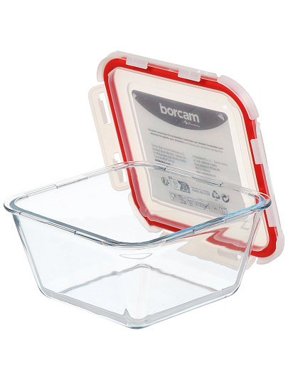 Форма для запекания стекло, 2.4 л, квадратная, с крышкой, Borcam, BAKE&amp;STORE, 59016