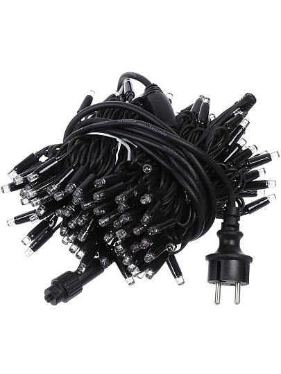 Гирлянда 150 ламп, 15 м, 1 режим, теплый белый свет, черная, на улице, сетевая, LED