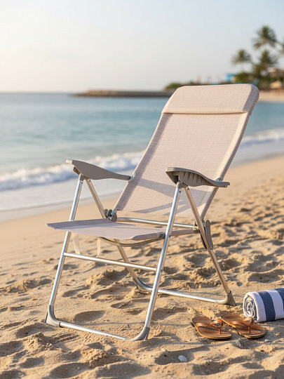 Шезлонг пляжный складной, металл, 61х64х109 см, 100 кг, Green Days, YT-36-mel