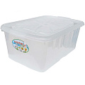 Контейнер хозяйственный, 35 л, 59х39х32.5 см, с крышкой, с защелками, прозрачный, Милих, 06035