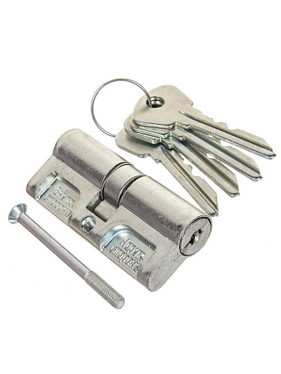 Личинка замка двери Омега, МЦ1, 00-00000903, цинковый сплав, 70 мм, 35х35 мм, 4 ключа, ЦАМ