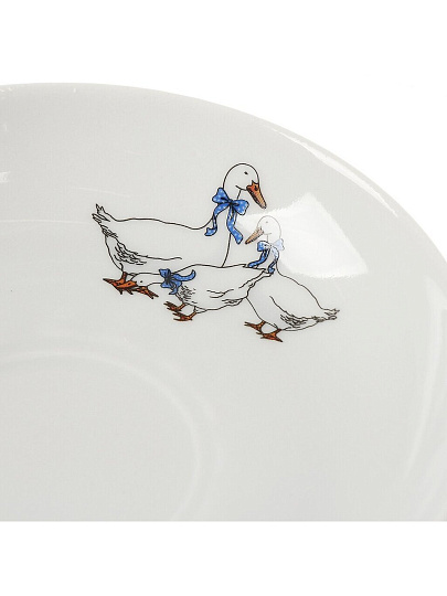 Блюдце фарфор, 15 см, круглое, Гуси, Добрушский фарфоровый завод, 9С1428Ф34