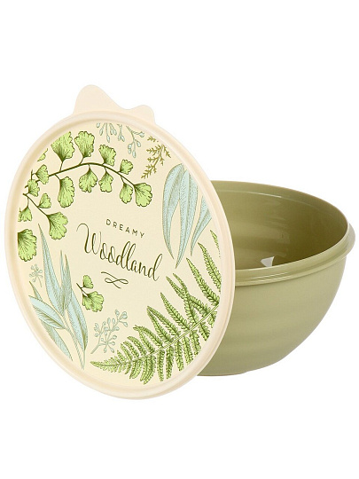 Миска пластик, круглая, 7.2 см, 0.85 л, с крышкой, Wave, Бытпласт, 43324530952, зеленая