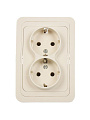 Розетка скрытой установки, 2 гнезда, с заземлением, 16 А, ABS пластик, IP20, слоновая кость, UNIVersal, Валери, Б-В0128 - фото 2