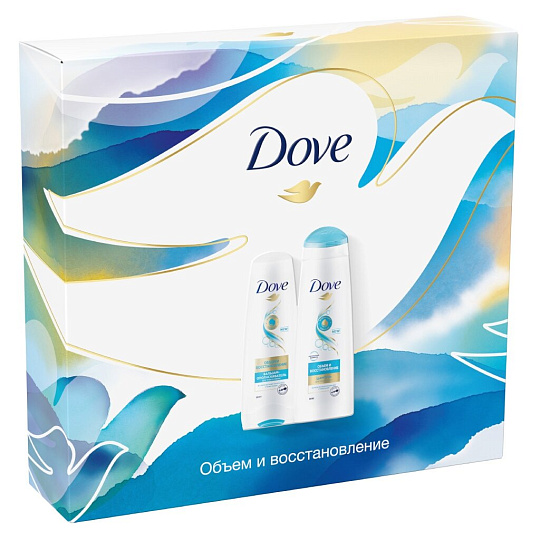 Набор подарочный для женщин, Dove, Объем и Восстановление, шампнуь + бальзам-ополаскиватель