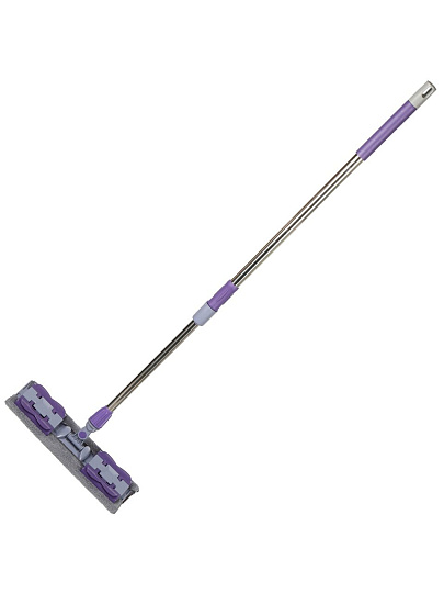 Швабра со сменными салфетками микрофибра, 120х35х12 см, телескопическая ручка, фиолетовая, A260089