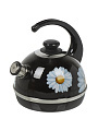 Чайник сталь, эмалированное покрытие, 3.5 л, со свистком, ручка консольная, Рубин, Ромашки, черный, T04/35/02/14 - фото 7
