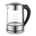 Чайник электрический Sakura, SA-2720SBK, 1.7 л, 1850-2200 Вт, скрытый нагревательный элемент, стекло