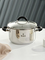 Кастрюля нержавеющая сталь, 3.6 л, крышка стекло, ручки силикон, RasheL, R-300к, индукция