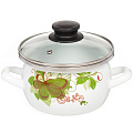 Кастрюля эмалированная сталь, 1.5 л, крышка стекло, Сантэкс, Абстракция зеленая, 1-2415112, индукция