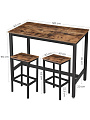 Комплект мебели 90х120х60 см, сталь, дерево, стол и 2 барных стула 40х30х65 см, нагрузка на стул до 120 кг, темный, Лофт, LBT15X - фото 8