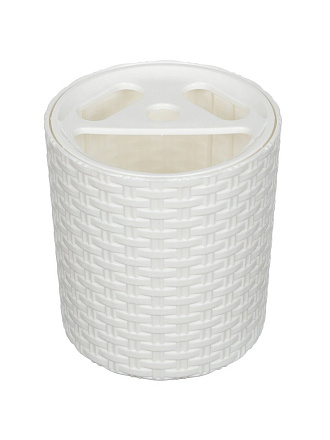 Стакан для зубных щеток, пластик, белый, Альтернатива, Плетенка, М2534