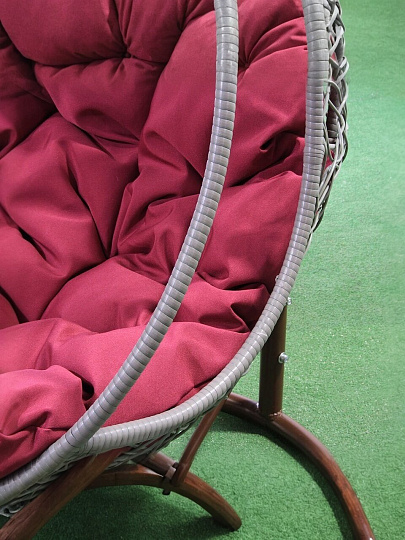 Качели садовые Кокон, 1-мест, 67х95х198 см, 150 кг, Green Days, серые, ротанг, подушка малиновая, TZF-H049-19-2620