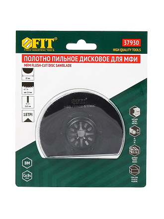 Полотно пильное 18 TPI, для МФИ, фрезер., диск., ступенчатое, d87 мм, шаг 1,4 мм, Bi-metall Co 8%, блистер, Fit, Bi-metall Co 8%, 37930