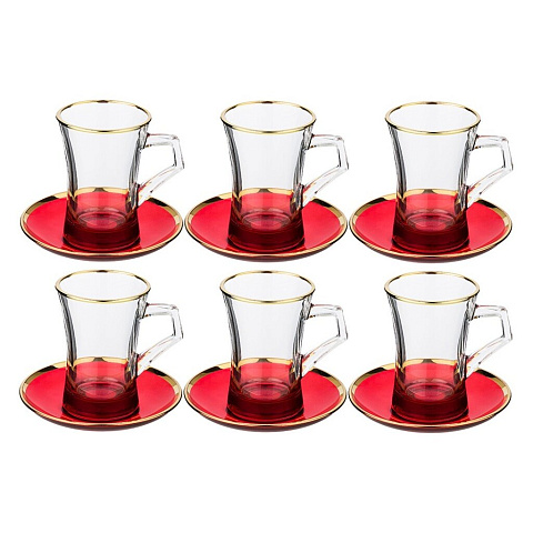 Набор чайный стекло, 12 предметов, на 6 персон, 210 мл, Бордо Азур, 484-750, подарочная упаковка