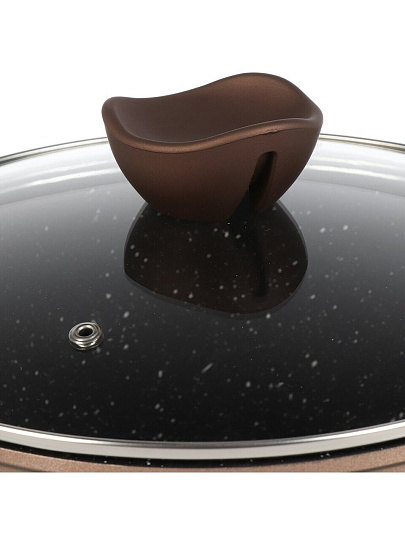 Кастрюля алюминий, антипригарное покрытие, 4.3 л, крышка стекло, MercuryHaus, Flame, 1790-MC, коричневая, индукция