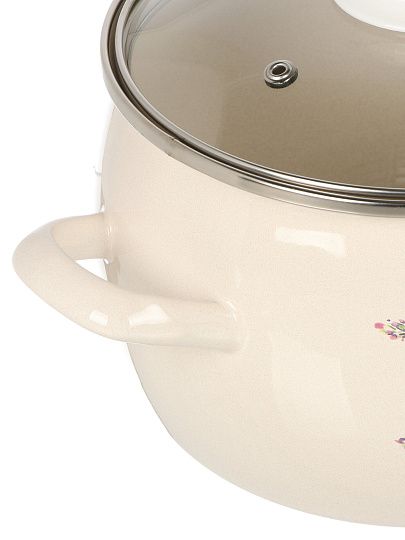 Кастрюля эмалированная сталь, 3.5 л, крышка стекло, полусфера, ЛЗЭП, Лаванда, С-4213САП2/4Жм, индукция