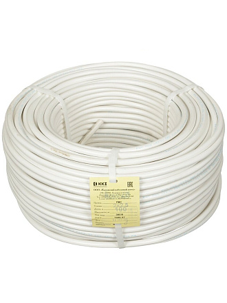 Кабель ПВС, 2х2.5 мм², 100 м, медь, гибкий, ГОСТ, белый, ККЗ, 00-00000914