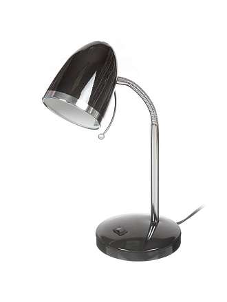 Светильник настольный на подставке, E27, 40 Вт, хром, абажур черный, Camelion, KD-308 C02, 11477