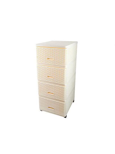 Комод 4 ящика, Дюна, 40х50х98 см, кремовый, плетеный, 04054, Dunya Plastik