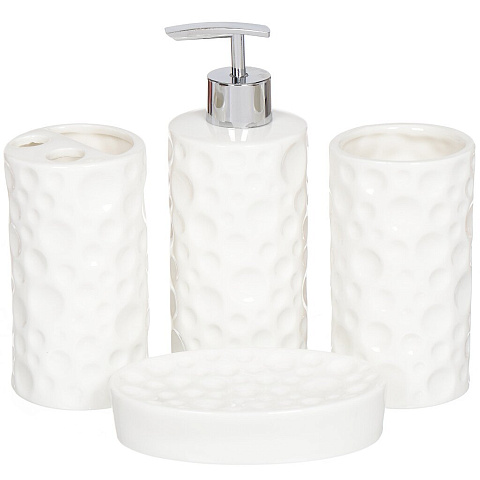 Набор для ванной 4 предмета, Пузырьки, стакан, подставка для зубных щеток, дозатор для мыла, мыльница, Y3-853