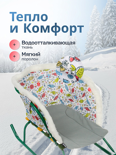 Матрасик универсальный для санок, 68х29х38 см, конфетки, Nika, СС2-3/К