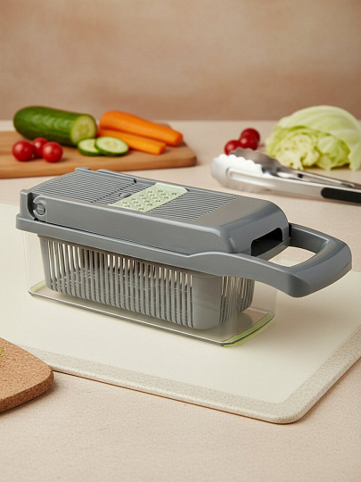 Овощерезка пластик, многофункциональная, 16 предметов, серая, Satoshi, Мастер слайсер, 885-135