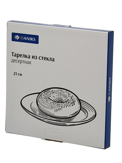Тарелка десертная, стекло, 23 см, круглая, Новогодняя Елочка, Daniks