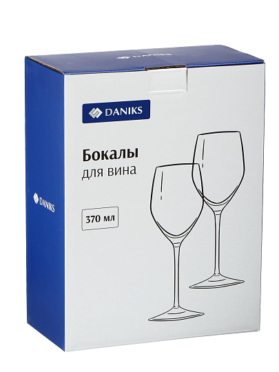 Бокал для вина, 370 мл, стекло, 2 шт, Daniks, Грация, SG80215