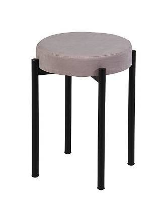 Табурет 405х405х510 мм, пыльно-розовый/черный, сиденье круглое, велюр, на болтах, Модуль, Синди