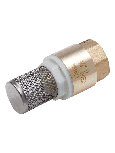 Клапан обратный 3/4", г-г, латунь, с фильтром, DN 20, AquaLink