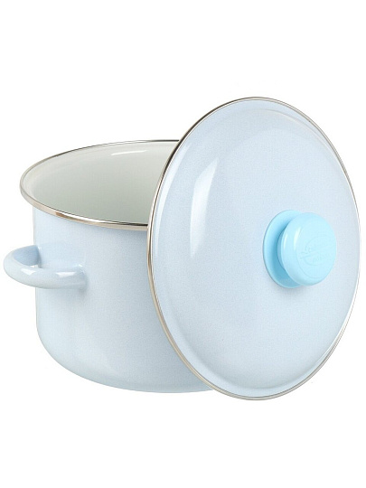 Кастрюля эмалированная сталь, 4 л, крышка сталь, цилиндрическая, Сибирские товары, 9MD201P, серо-голубая, индукция