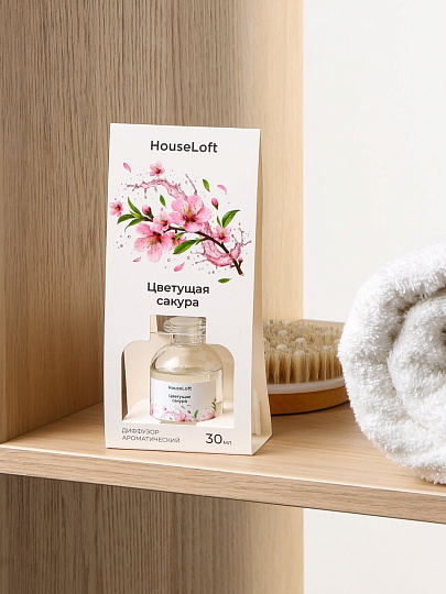 Аромадиффузор HouseLoft, 30 мл, 19×6×5.8 см, Цветущая сакура