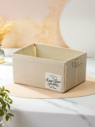 Корзина для хранения, 28х20х14 см, прямоугольная, бежевая, A290110