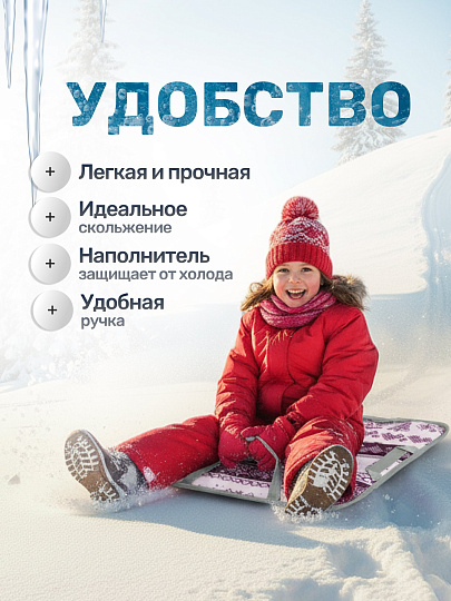 Ледянка ткань, прямоугольная, 40х54 см, наполнитель порилекс, 3 ручки, черничная, Nika, Скандинавский, ЛПП4054/СЧ