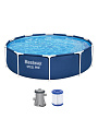 Бассейн каркасный Bestway, 305х76 см, Steel Pro, 56679, фильтр-насос, 4678 л