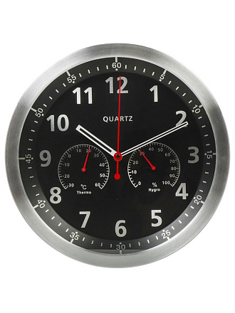 Часы настенные, кварцевые, 34.7х4.2 см, круглые, черные, EG7754TH-HF162B