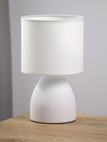 Светильник настольный E14, 40 Вт, белый, абажур белый, Rivoli, Nadine, 7042-502, керамика