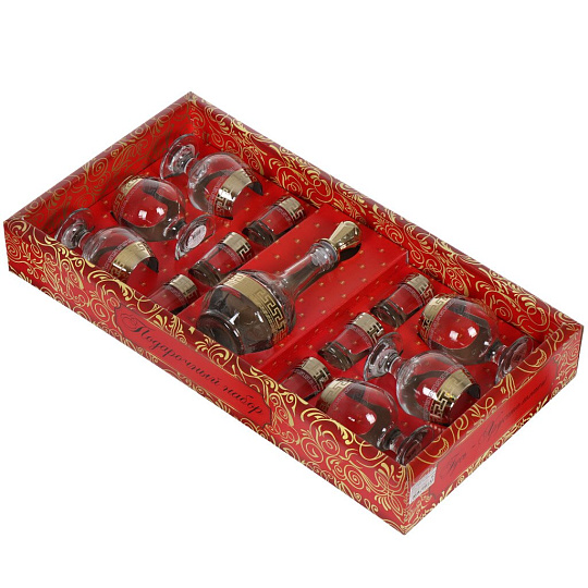 Набор для спиртного 13 предметов, стекло, графин 500 мл, фужер для коньяка 6 шт, стопка 50 мл 6 шт, Гиггласс, Нэро, GN02/01+GN1022/06+GN44483