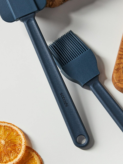 Набор кухонных принадлежностей кулинарный, 2 предмета, силикон, навеска, зеленый, Satoshi, Ривьера, 881-292, кисточка, лопатка