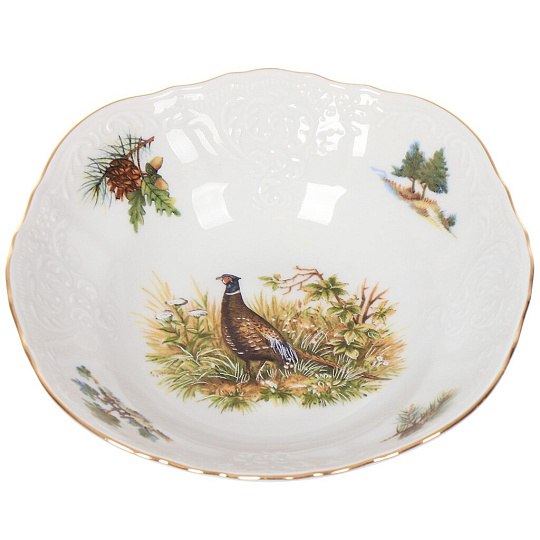 Салатник фарфор, круглый, 16 см, Охотничьи сюжеты Фазан, Bernadotte, P1750675JQZU001011